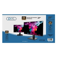 piXL PX27UDH4K 27 Inch Frameless IPS Monitor, 4K, LED Widescreen, 5ms Response Time, 60Hz Refresh Rate, HDMI, Display Port, 2x USB-A, USB-B, USB-C, 16.7 Million Colour Support, VESA Mount, Black Finish, 3 Year Warranty