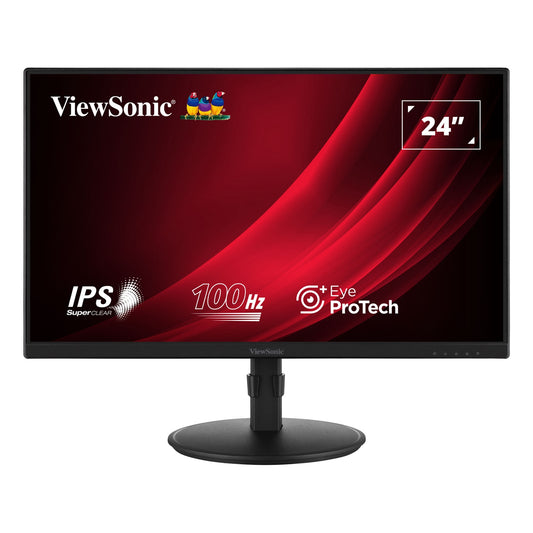 Viewsonic VA2408-HDJ 24 Inch IPS Monitor, Full HD, 100Hz, 5ms, VGA, HDMI, Display Port, Height Adjust, Pivot, Swivel, Int PSU, VESA