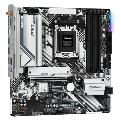 Asrock A620M PRO RS WIFI, AMD A620, AM5, Micro ATX, 4 DDR5, HDMI, DP, Wi-Fi 6E, GB LAN, PCIe4, RGB, 3x M.2