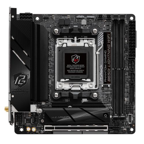 Asrock B650I LIGHTNING WIFI, AMD B650, AM5, Mini ITX, 2 DDR5, HDMI, Wi-Fi 6E, 2.5G LAN, 2x M.2