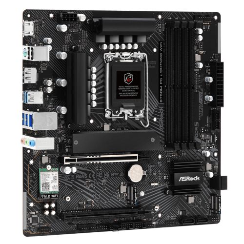 Asrock B760M PG LIGHTNING WIFI, Intel B760, 1700, Micro ATX, 4 DDR5, HDMI, DP, Wi-Fi 6E, 2.5G LAN, PCIe5, 3x M.2