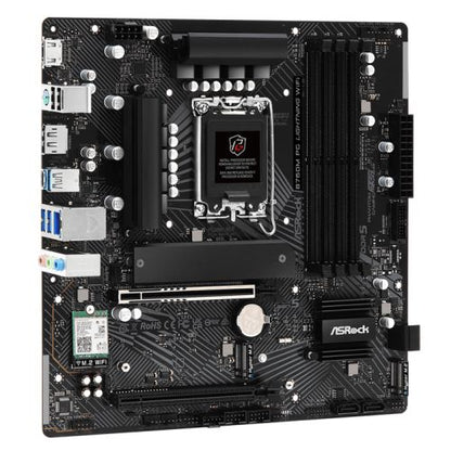 Asrock B760M PG LIGHTNING WIFI, Intel B760, 1700, Micro ATX, 4 DDR5, HDMI, DP, Wi-Fi 6E, 2.5G LAN, PCIe5, 3x M.2