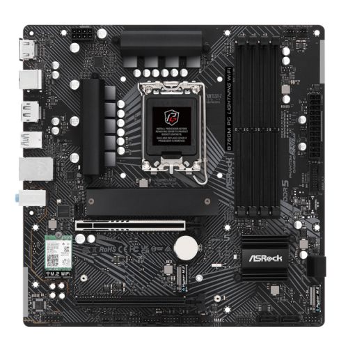 Asrock B760M PG LIGHTNING WIFI, Intel B760, 1700, Micro ATX, 4 DDR5, HDMI, DP, Wi-Fi 6E, 2.5G LAN, PCIe5, 3x M.2