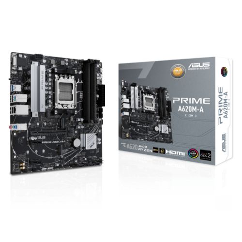 Asus PRIME A620M-A-CSM - Corporate Stable Model, AMD A620, AM5, Micro ATX, 4 DDR5, VGA, HDMI, DP, GB LAN, PCIe4, 2x M.2