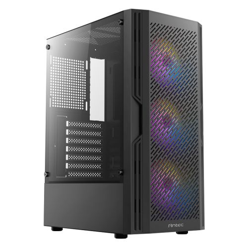 Antec AX20 Gaming Case w/ Glass Window, ATX, 3 Front RGB Fans, Mesh Airflow