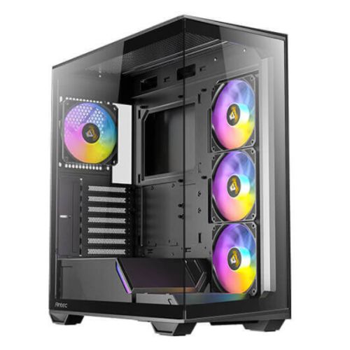 Antec C3 ARGB Gaming Case w/ Glass Side & Front, ATX, 4x ARGB Fans, Fan Controller, LED Control Button, Mesh Airflow, USB-C, Black