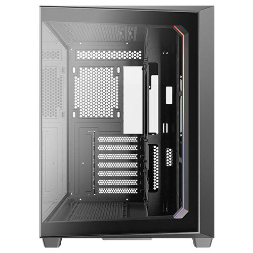 Antec C5 Dual Chamber Gaming Case w/ Glass Side & Front, ATX, No Fans, ARGB Strip, USB-C, Asus BTF Compatible, Black