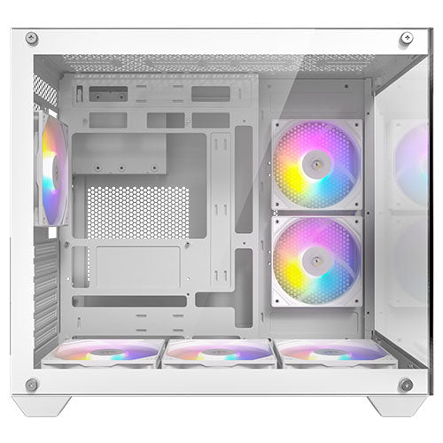 Antec CX800 RGB Elite Dual Chamber Gaming Case w/ Glass Side & Front, ATX, 6x RGB Fans, LED Button, Asus BTF Compatible, White