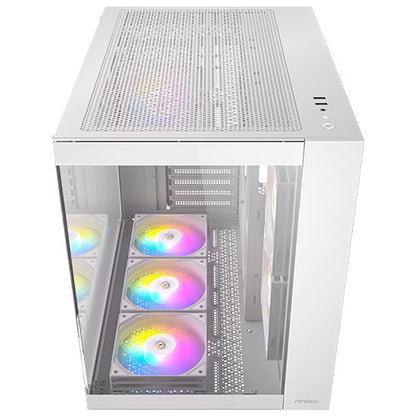 Antec CX800 RGB Elite Dual Chamber Gaming Case w/ Glass Side & Front, ATX, 6x RGB Fans, LED Button, Asus BTF Compatible, White