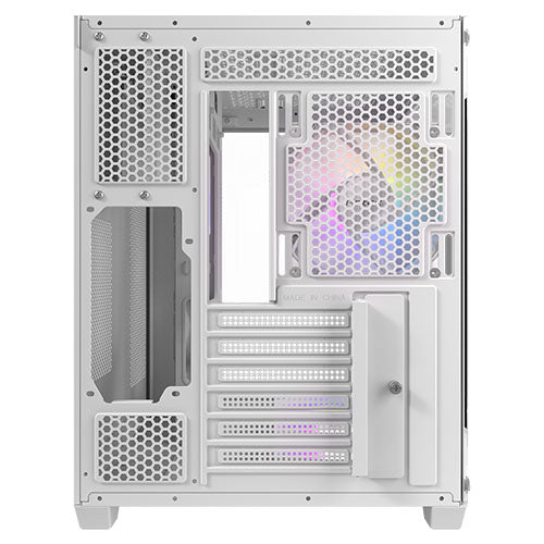 Antec CX800 RGB Elite Dual Chamber Gaming Case w/ Glass Side & Front, ATX, 6x RGB Fans, LED Button, Asus BTF Compatible, White