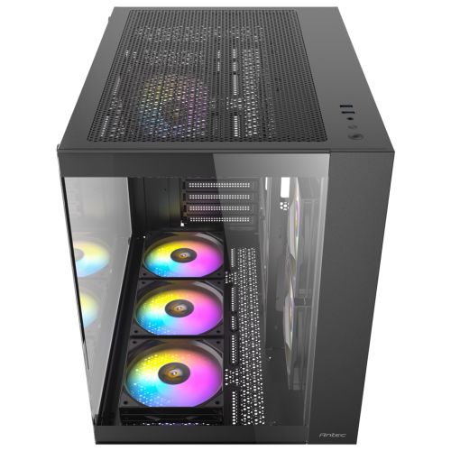 Antec CX800 RGB Elite Dual Chamber Gaming Case w/ Glass Side & Front, ATX, 6x RGB Fans, LED Button, Asus BTF Compatible, Black