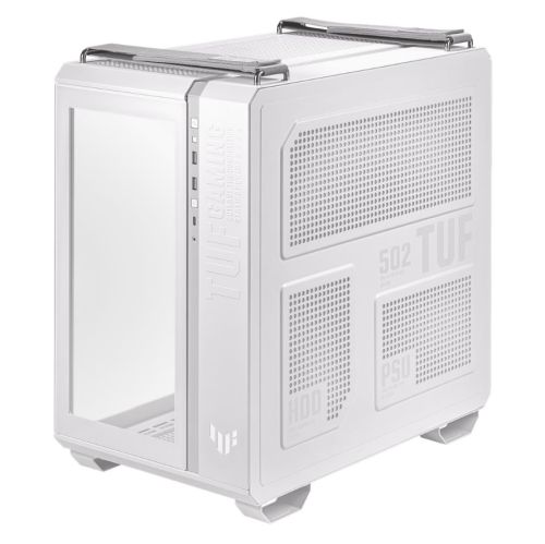 Asus TUF Gaming GT502 Case w/ Front & Side Glass Window, ATX, Dual Chamber, Modular Design, LED Control Button, USB-C, Carry Handles, White