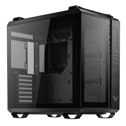 Asus TUF Gaming GT502 Case w/ Front & Side Glass Window, ATX, Dual Chamber, Modular Design, LED Control Button, USB-C, Carry Handles, Black