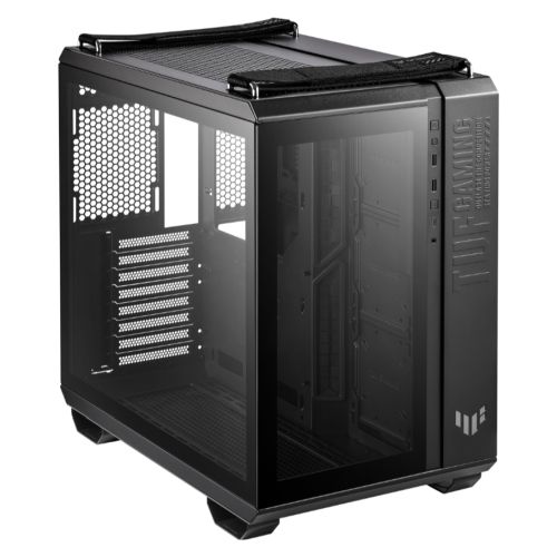 Asus TUF Gaming GT502 Case w/ Front & Side Glass Window, ATX, Dual Chamber, Modular Design, LED Control Button, USB-C, Carry Handles, Black