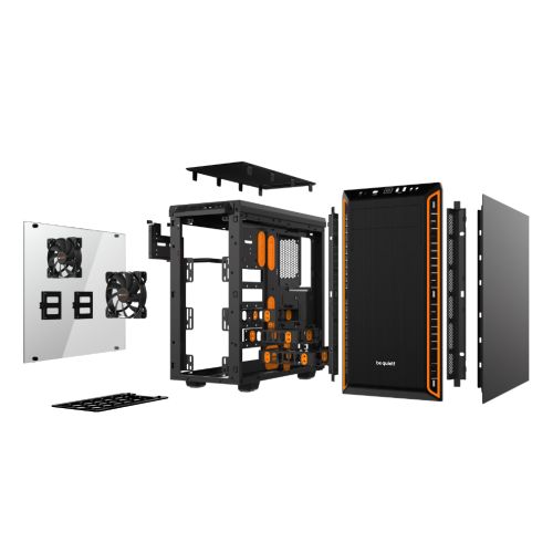 Be Quiet! Pure Base 600 Gaming Case w/ Window, ATX, 2 x Pure Wings 2 Fans, Orange Trim