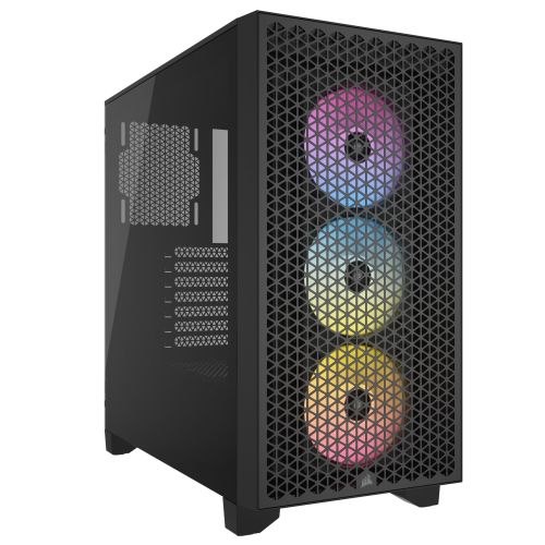 Corsair 3000D RGB Airflow Gaming Case w/ Glass Window, ATX, 3x AR120 RGB Fans, GPU Cooling, 4-Slot GPU Support, High-Airflow Front, Black