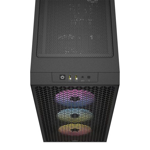 Corsair 3000D RGB Airflow Gaming Case w/ Glass Window, ATX, 3x AR120 RGB Fans, GPU Cooling, 4-Slot GPU Support, High-Airflow Front, Black