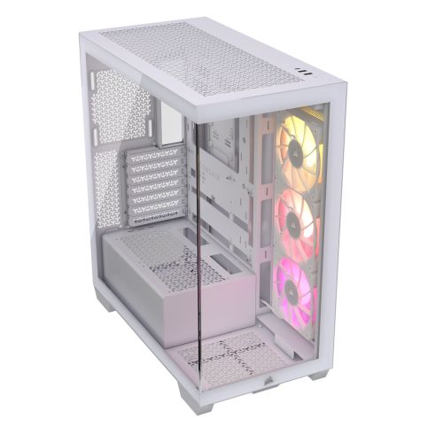 Corsair iCUE LINK 3500X RGB Gaming Case w/ Glass Side & Front, E-ATX, 3x RGB Fans & iCUE LINK Hub, USB-C, Asus BTF Compatible, White