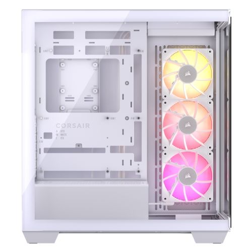 Corsair iCUE LINK 3500X RGB Gaming Case w/ Glass Side & Front, E-ATX, 3x RGB Fans & iCUE LINK Hub, USB-C, Asus BTF Compatible, White