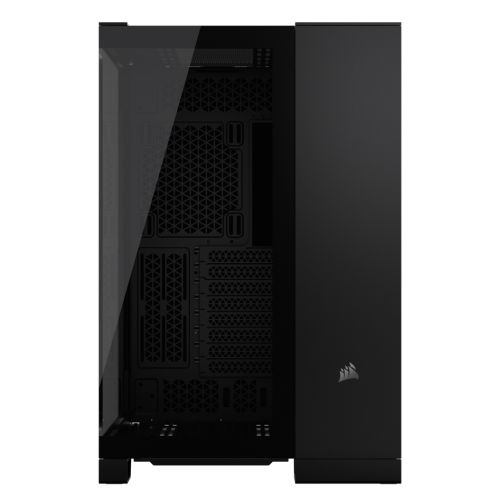 Corsair 6500X Dual Chamber Gaming Case w/ Glass Side & Front, ATX, Mesh Panels, USB-C, Asus BTF Compatible, Black