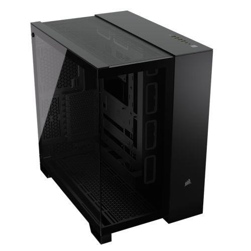 Corsair 6500X Dual Chamber Gaming Case w/ Glass Side & Front, ATX, Mesh Panels, USB-C, Asus BTF Compatible, Black