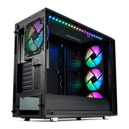 Fractal Design Define S2 Vision RGB Gaming Case w/ Dark Tint Glass Windows, E-ATX, ARGB Strip, 4 ARGB Fans, RGB Controller, Fan Hub, USB-C