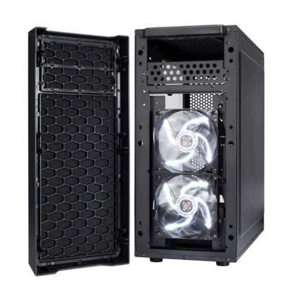 Fractal Design Focus G (Black) Gaming Case w/ Clear Window, ATX, 2 White LED Fans, Kensington Bracket, Filtered Front, Top & Base Air Intakes