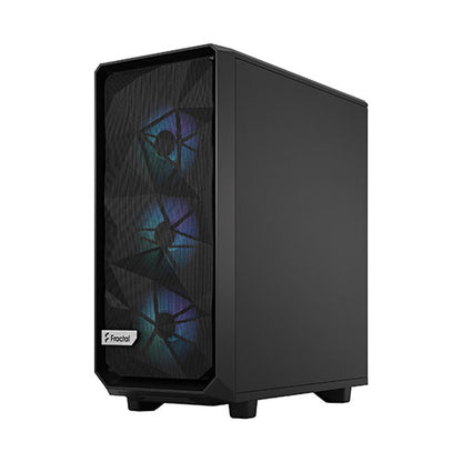 Fractal Design Meshify 2 Compact RGB (Black TG) Gaming Case w/ Light Tint Glass Window, ATX, Angular Mesh Front, 4 RGB Fans, RGB Controller, USB-C