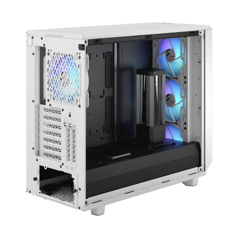 Fractal Design Meshify 2 RGB (White TG) Gaming Case w/ Light Clear Glass Window, E-ATX, Angular Mesh Front, 4 RGB Fans, Fan Hub, Detachable Front Filter, USB-C