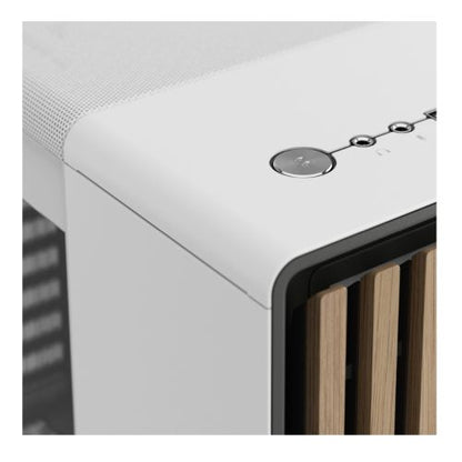 Fractal Design North Chalk White (TG Clear) Case w/ Clear Glass Window, ATX, 2 Fans, USB-C, Oak Front