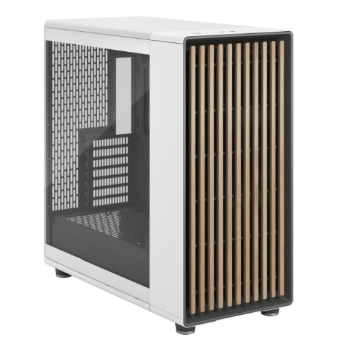 Fractal Design North XL Chalk White (TG Clear) Case w/ Clear Glass Window, E-ATX, 3 PWM Fans, USB-C, Oak Front