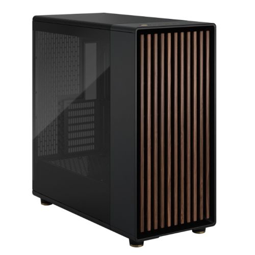 Fractal Design North XL Charcoal Black (TG Dark) Case w/ Dark Tint Glass Window, E-ATX, 3 PWM Fans, USB-C, Walnut Front