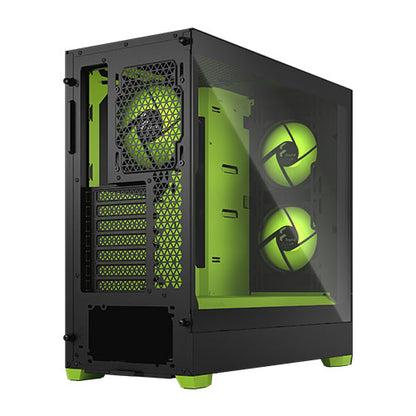 Fractal Design Pop Air RGB (Green Core TG) Gaming Case w/ Clear Glass Window, ATX, Hexagonal Mesh Front, Green Interior/Accents, 3 RGB Fans & ARGB Controller