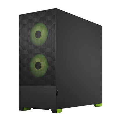 Fractal Design Pop Air RGB (Green Core TG) Gaming Case w/ Clear Glass Window, ATX, Hexagonal Mesh Front, Green Interior/Accents, 3 RGB Fans & ARGB Controller