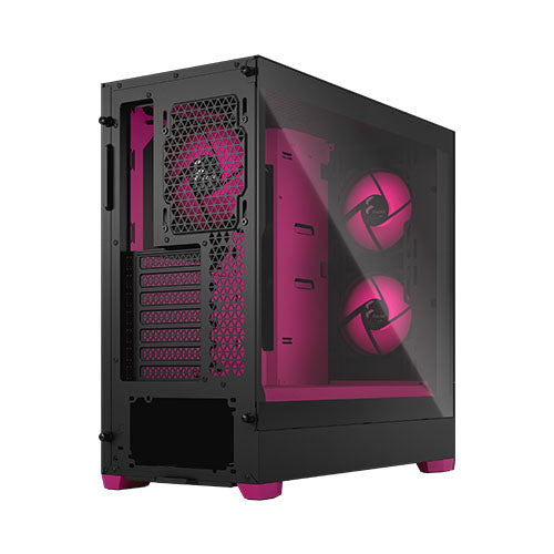 Fractal Design Pop Air RGB (Magenta Core TG) Gaming Case w/ Clear Glass Window, ATX, Hexagonal Mesh Front, Magenta Interior/Accents, 3 RGB Fans & ARGB Controller