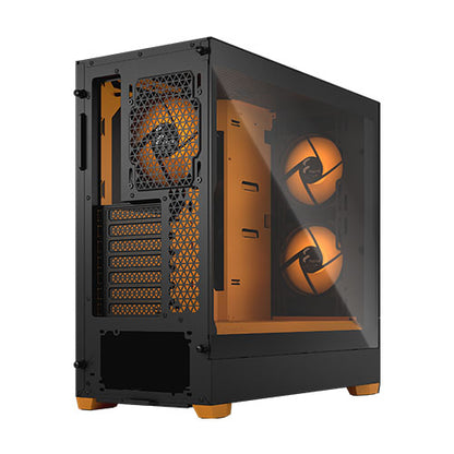 Fractal Design Pop Air RGB (Orange Core TG) Gaming Case w/ Clear Glass Window, ATX, Hexagonal Mesh Front, Orange Interior/Accents, 3 RGB Fans & ARGB Controller