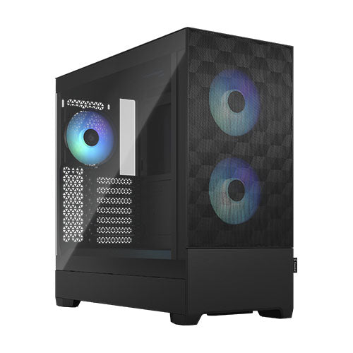 Fractal Design Pop Air RGB (Black TG) Gaming Case w/ Clear Glass Window, ATX, Hexagonal Mesh Front, 3 RGB Fans & ARGB Controller