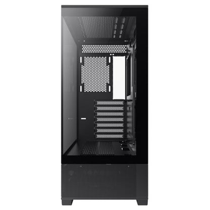 GameMax Vista ATX Gaming Case w/ Glass Side & Front, Mesh Panelling, No Fans inc., ARGB PWM Fan Hub, Black