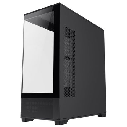 GameMax Vista ATX Gaming Case w/ Glass Side & Front, Mesh Panelling, No Fans inc., ARGB PWM Fan Hub, Black