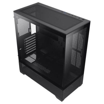 GameMax Vista ATX Gaming Case w/ Glass Side & Front, Mesh Panelling, No Fans inc., ARGB PWM Fan Hub, Black