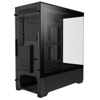 GameMax Vista ATX Gaming Case w/ Glass Side & Front, Mesh Panelling, No Fans inc., ARGB PWM Fan Hub, Black