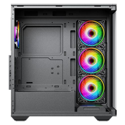 Vida Solus Black ARGB Gaming Case w/ Glass Side & Front, ATX, 4x ARGB Fans, 6-Port PWM ARGB Hub, USB-C