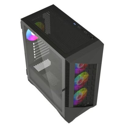 Vida Typhoon Black ARGB Gaming Case w/ Glass Window, ATX, Mesh Front, 4x ARGB Fans