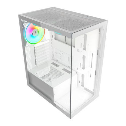 Vida Vetro White ARGB Gaming Case w/ Glass Front & Side, ATX, 3x ARGB Fans, 6-Port PWM ARGB Fan Hub