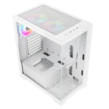 Vida Vetro White ARGB Gaming Case w/ Glass Front & Side, ATX, 3x ARGB Fans, 6-Port PWM ARGB Fan Hub