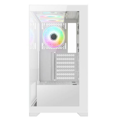 Vida Vetro White ARGB Gaming Case w/ Glass Front & Side, ATX, 3x ARGB Fans, 6-Port PWM ARGB Fan Hub