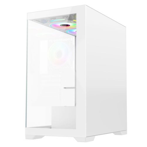 Vida Vetro White ARGB Gaming Case w/ Glass Front & Side, ATX, 3x ARGB Fans, 6-Port PWM ARGB Fan Hub