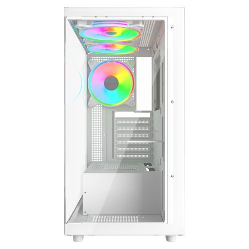 Vida Vetro White ARGB Gaming Case w/ Glass Front & Side, ATX, 3x ARGB Fans, 6-Port PWM ARGB Fan Hub