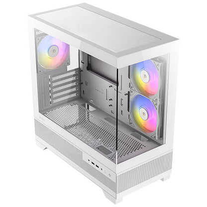 Antec CX500M RGB Gaming Case w/ Glass Side & Front, Micro ATX, 3x RGB Fans, LED Button, 410mm GPU Support, USB-C, White