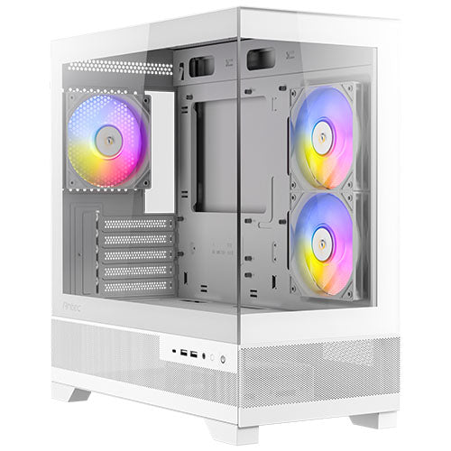 Antec CX500M RGB Gaming Case w/ Glass Side & Front, Micro ATX, 3x RGB Fans, LED Button, 410mm GPU Support, USB-C, White